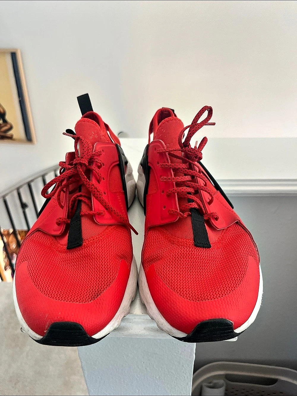 Nike Air Huarache Red & White Athletic Shoes